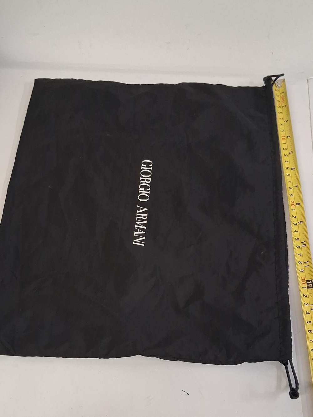 Giorgio Armani Black Drawstring Storage Pouch with White Logo